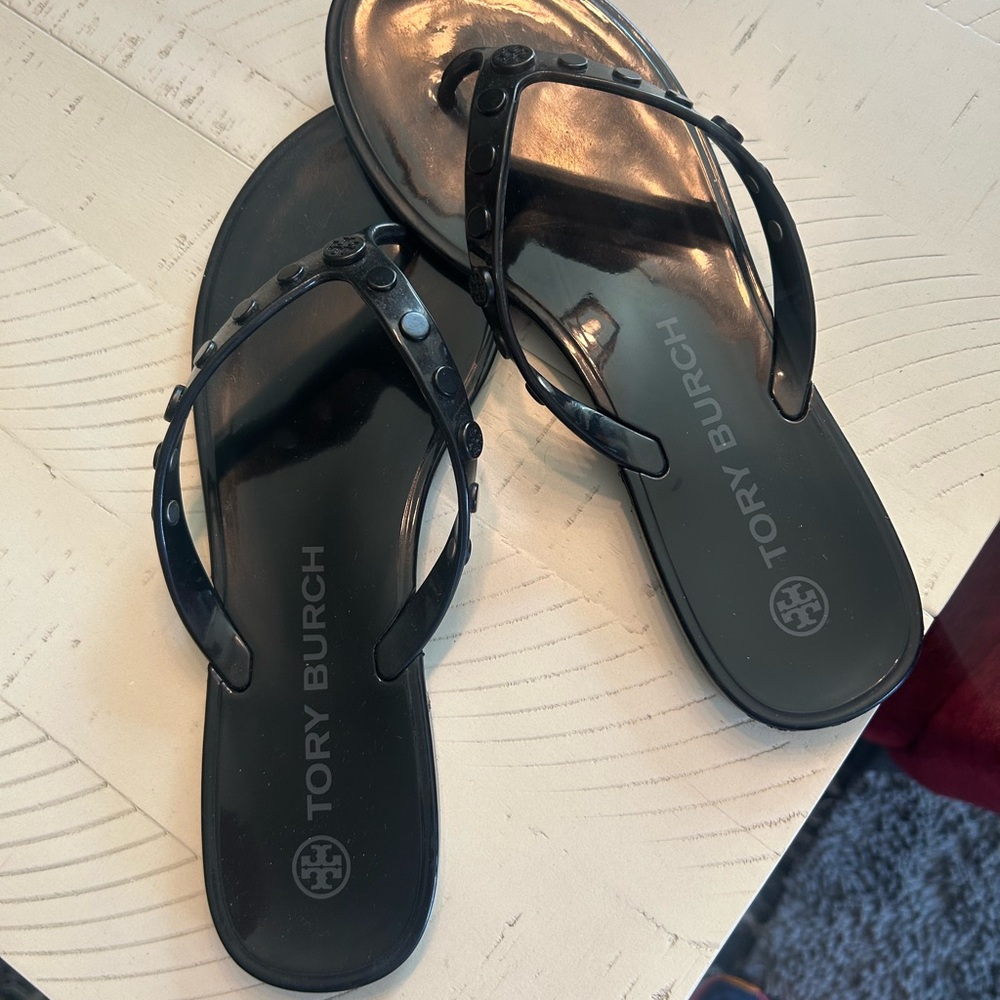Tory Burch Glossy Black Sandals
